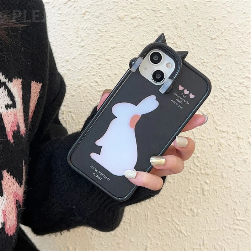 iPhone Case Cartoon Bunny Dual-Layer Full Coverage Dustproof