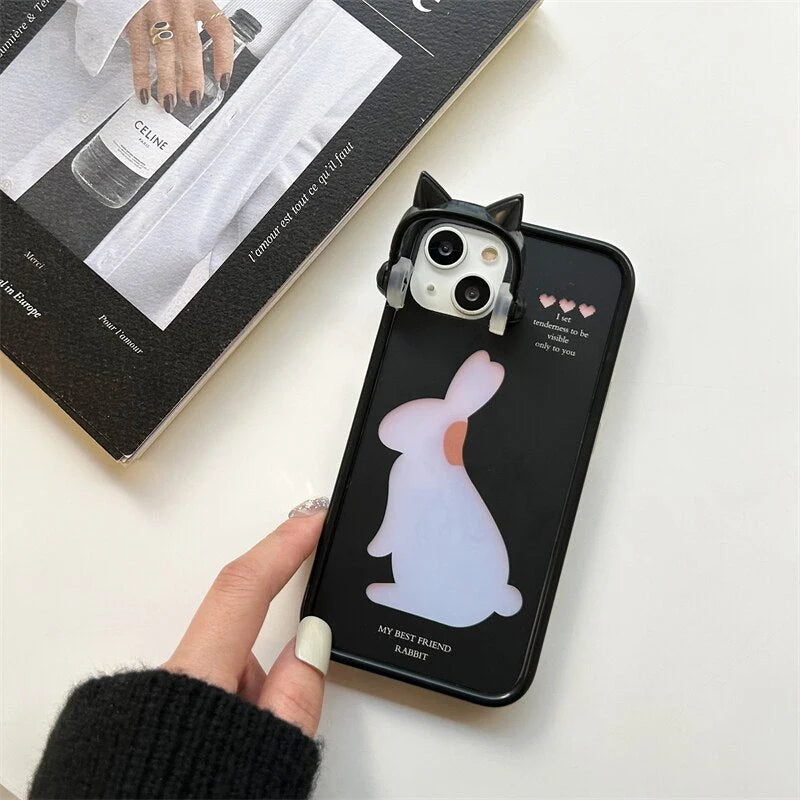 iPhone Case Cartoon Bunny Dual-Layer Full Coverage Dustproof