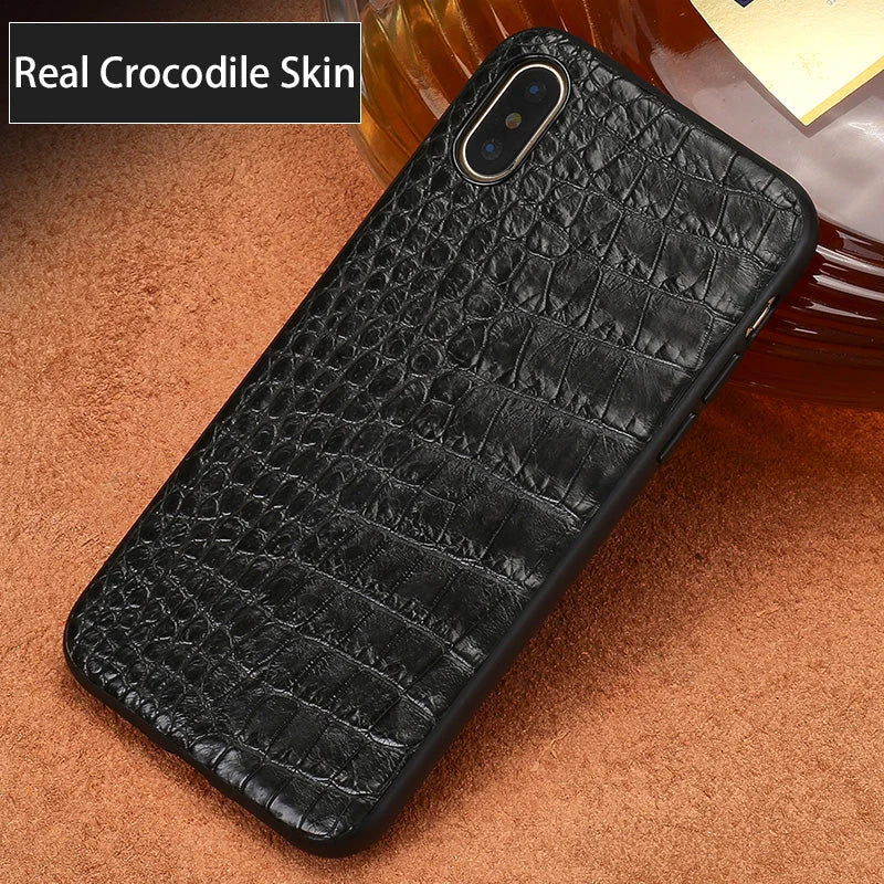 iPhone Case Genuine Crocodile Leather Impact-Resistant