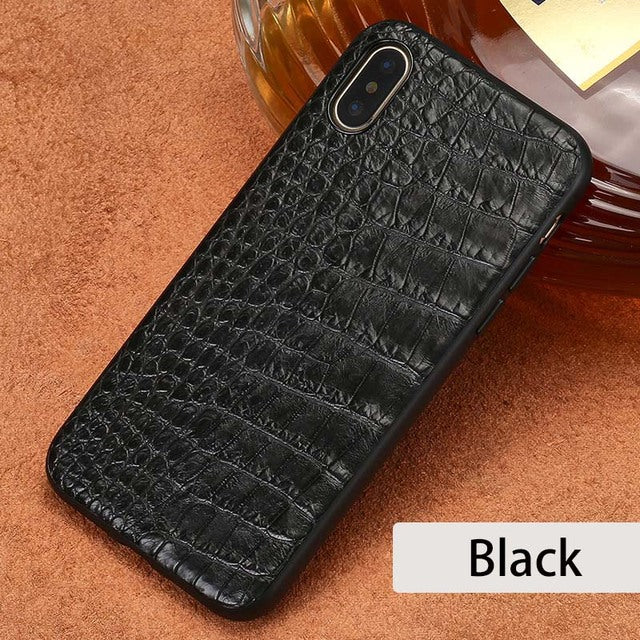 iPhone Case Genuine Crocodile Leather Impact-Resistant