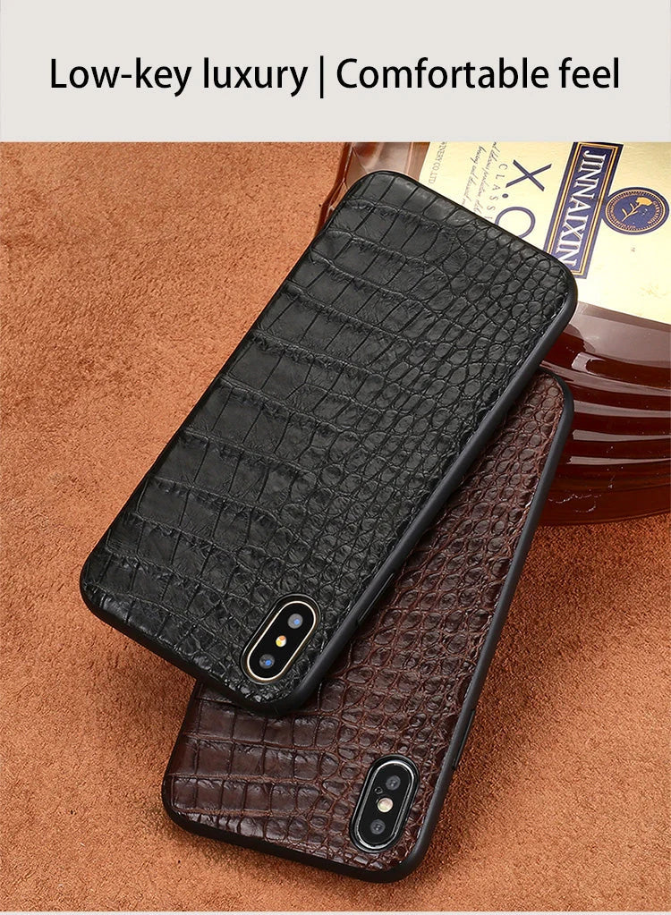 iPhone Case Genuine Crocodile Leather Impact-Resistant