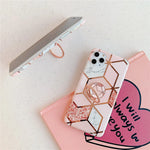 iPhone Case Marble Pattern Built-In Finger Ring Holder Soft TPU