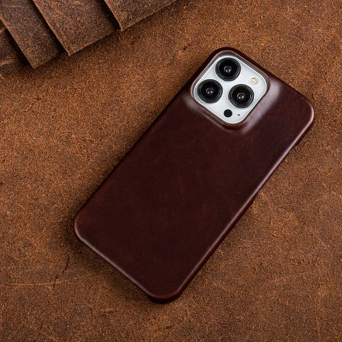 iPhone Case Oil-Waxed Leather MagSafe Compatible Shockproof