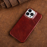 iPhone Case Oil-Waxed Leather MagSafe Compatible Shockproof