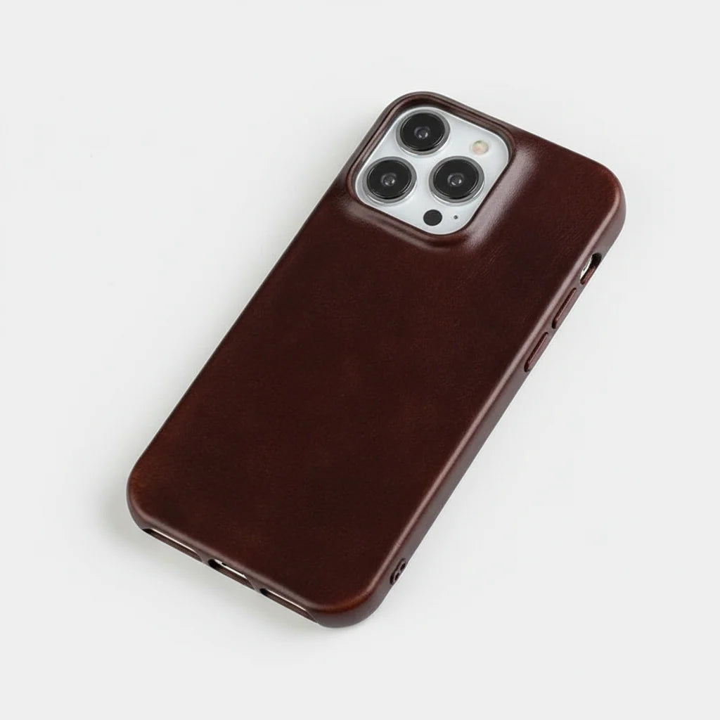 iPhone Case Oil-Waxed Leather MagSafe Compatible Shockproof
