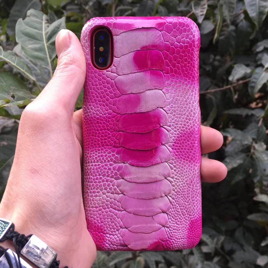 iPhone X Case Genuine Ostrich Leather Dirt-Resistant Impact-Resistant