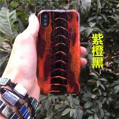 iPhone X Case Genuine Ostrich Leather Dirt-Resistant Impact-Resistant