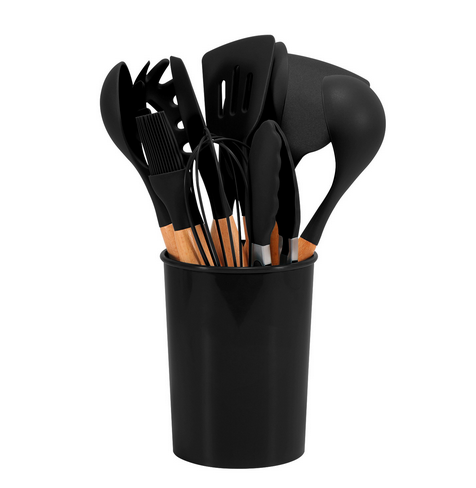Heat Resistant Silicone and Wood Cooking Utensil Set