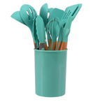 Heat Resistant Silicone and Wood Cooking Utensil Set