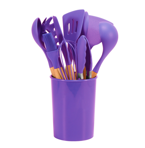 Heat Resistant Silicone and Wood Cooking Utensil Set