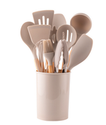 Heat Resistant Silicone and Wood Cooking Utensil Set