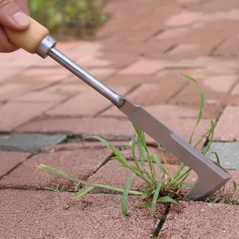 Präzisions-Unkrauthacke aus Edelstahl im L-Design für den Garten