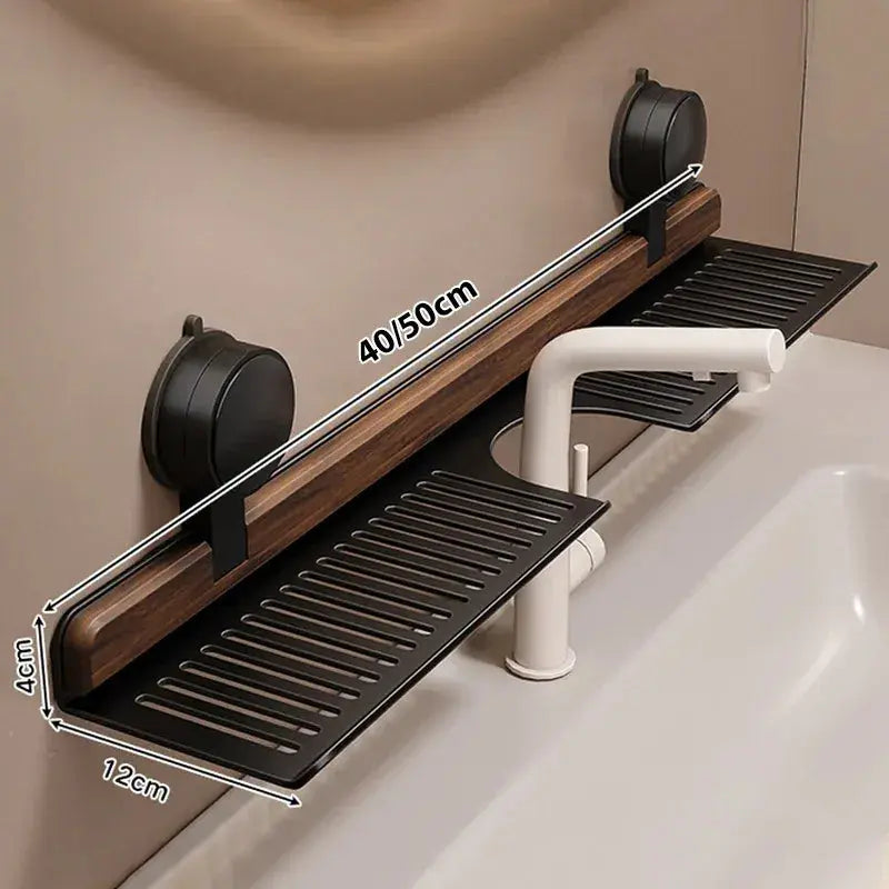 Elegant Wooden Shelf for Your Sink – Organized Without Drilling