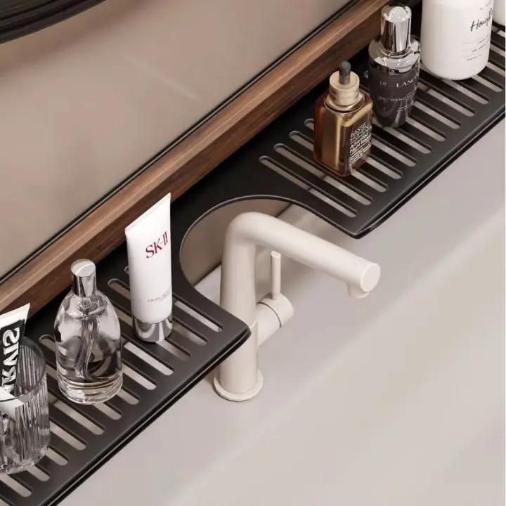 Wall Shelf with Walnut Finish and Powerful Suction Cup – Drill-Free Storage for Bathroom & Kitchen