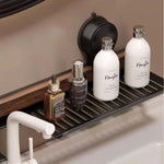 Wall Shelf with Walnut Finish and Powerful Suction Cup – Drill-Free Storage for Bathroom & Kitchen
