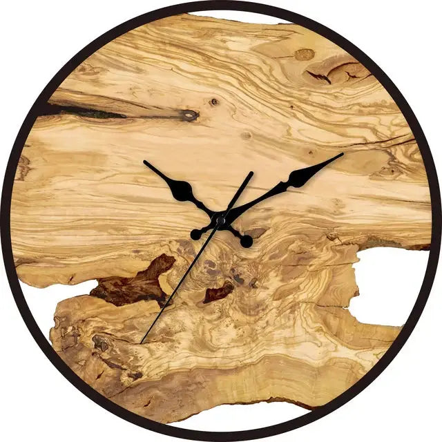 Natural Wood Wall Clock with Resin Coating | Silent Quartz Mechanism