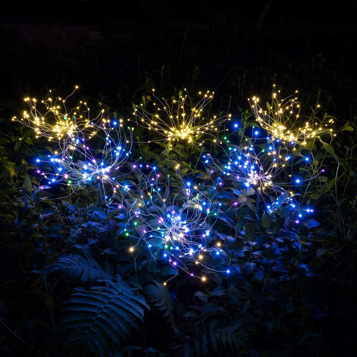 4-Piece Set Solar Fireworks Garden Lights - Weatherproof LED Decorative Lights, Solar Powered for Garden and Patio