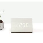 Elegant Wooden Triangle Clock - Digital LED Alarm Clock with Touch Recognition and Two Power Options