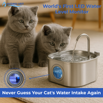 AquaSoft Pet Drinking Fountain - 3.2L, Stainless Steel, LED & 5-Stage Filtration