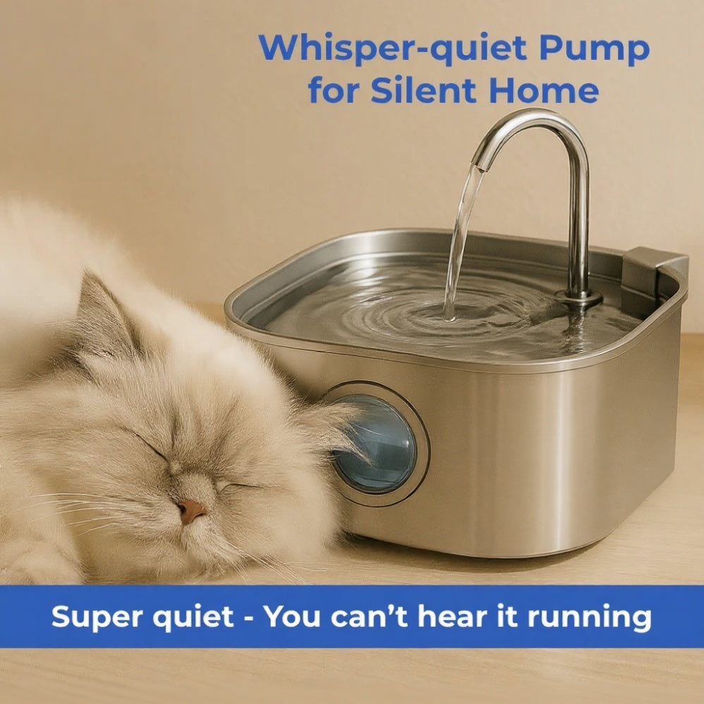 AquaSoft Pet Drinking Fountain - 3.2L, Stainless Steel, LED & 5-Stage Filtration