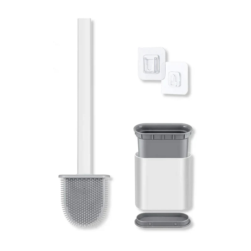 Practical Silicone Toilet Brush with Holder – Wall-Mounted, Quick-Drying