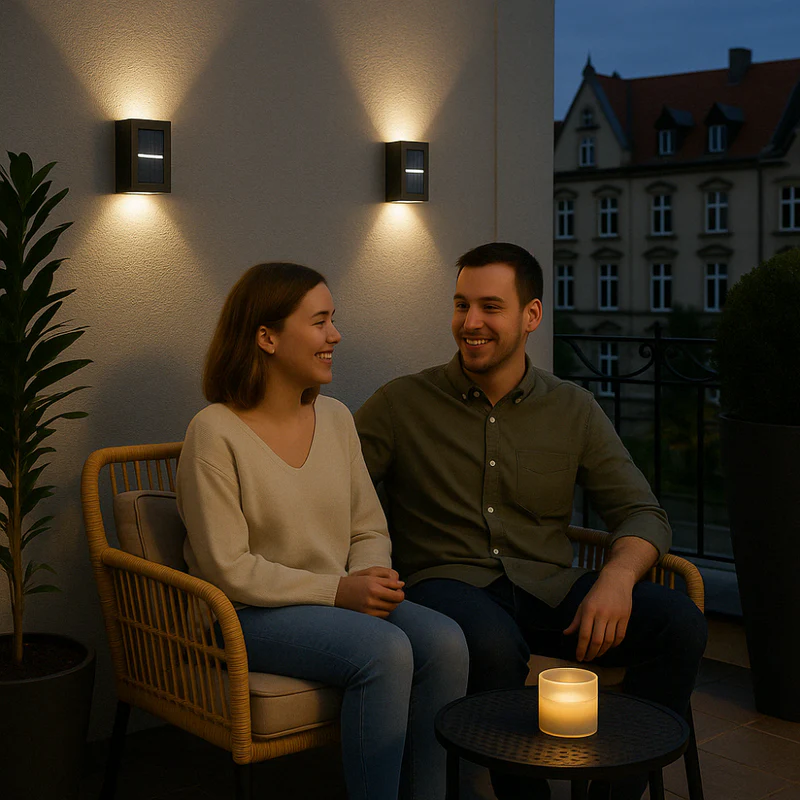 Solarbetriebene LED Außenwandleuchten – Wetterfeste Beleuchtung für Garten und Balkon mit automatischem Dämmerungssensor