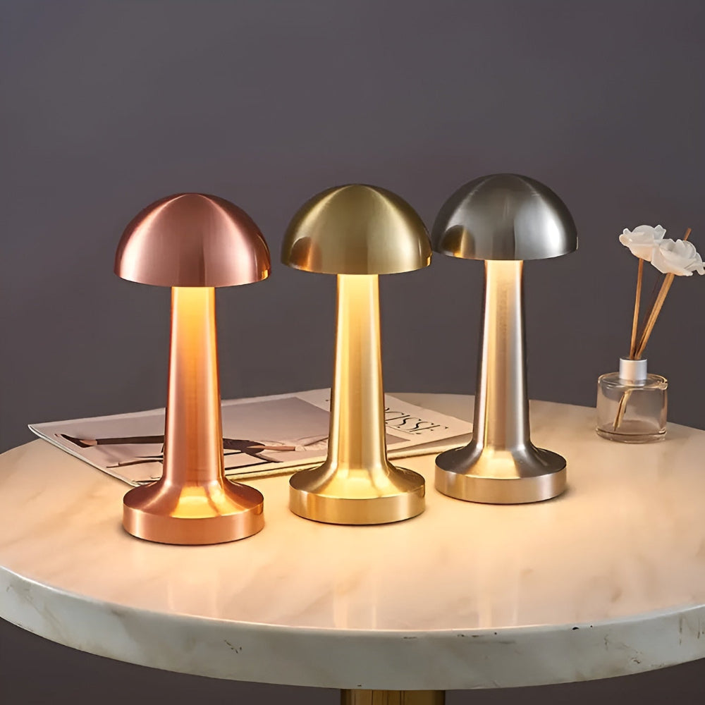 Kabellose Retro-Pilz-Tischlampe – Flexible LED Nachttischlampe mit dimmbarer Helligkeit