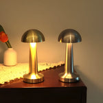 Kabellose Retro-Pilz-Tischlampe – Flexible LED Nachttischlampe mit dimmbarer Helligkeit
