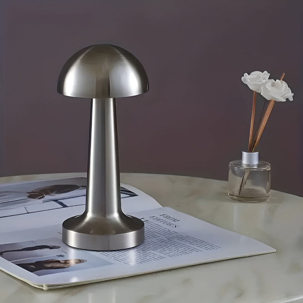 Kabellose Retro-Pilz-Tischlampe – Flexible LED Nachttischlampe mit dimmbarer Helligkeit