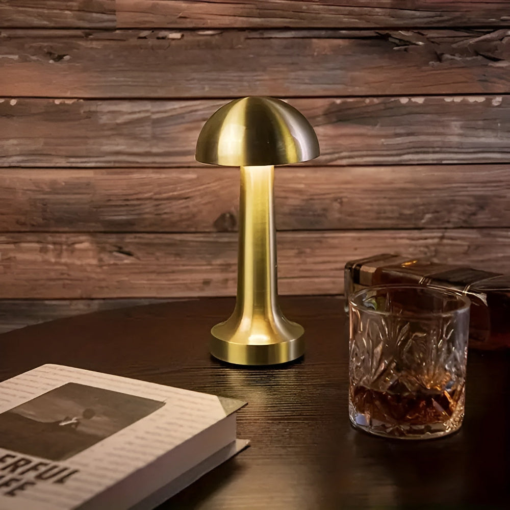Kabellose Retro-Pilz-Tischlampe – Flexible LED Nachttischlampe mit dimmbarer Helligkeit