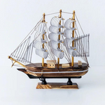 Elegant Wooden Boat Sculpture with LED Lighting – Stylish Decorative Element for Home and Office