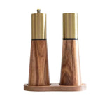 Elegant Wooden Spice Mill – Manual Salt and Pepper Grinder with Gold Accents