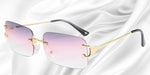Modern rimless sunglasses with angular lenses