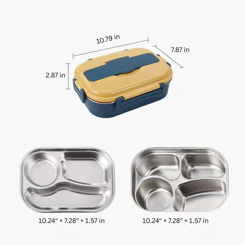 Insulated Stainless Steel Lunch Box with 4 Compartments