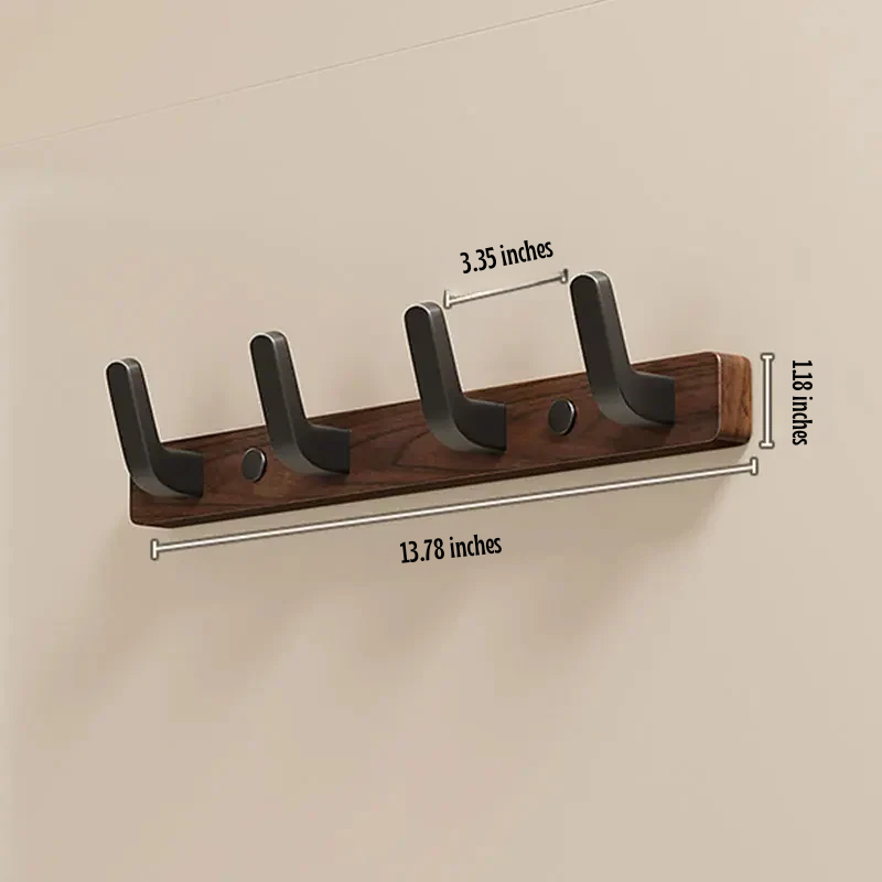 Minimalist wall coat hook made of wood and metal
