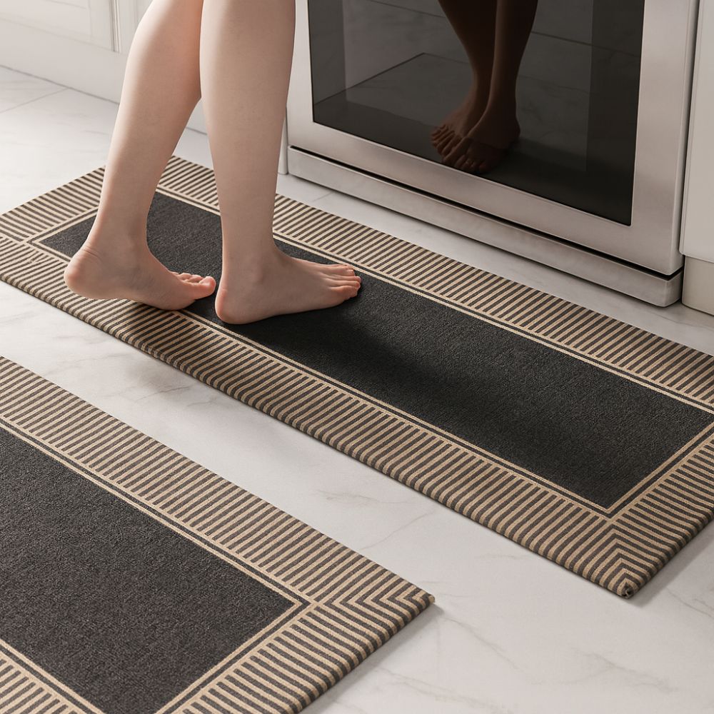 Elegant kitchen runner with modern stripe design
