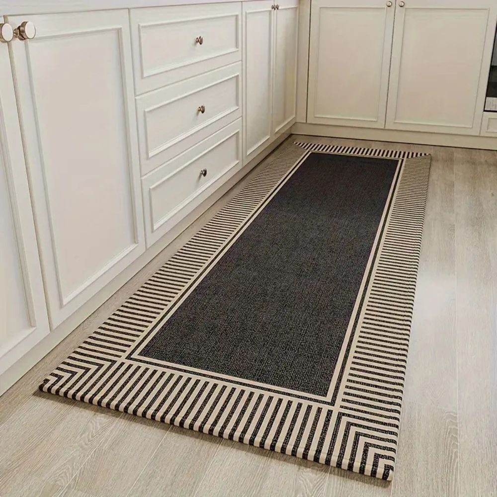 Elegant kitchen runner with modern stripe design