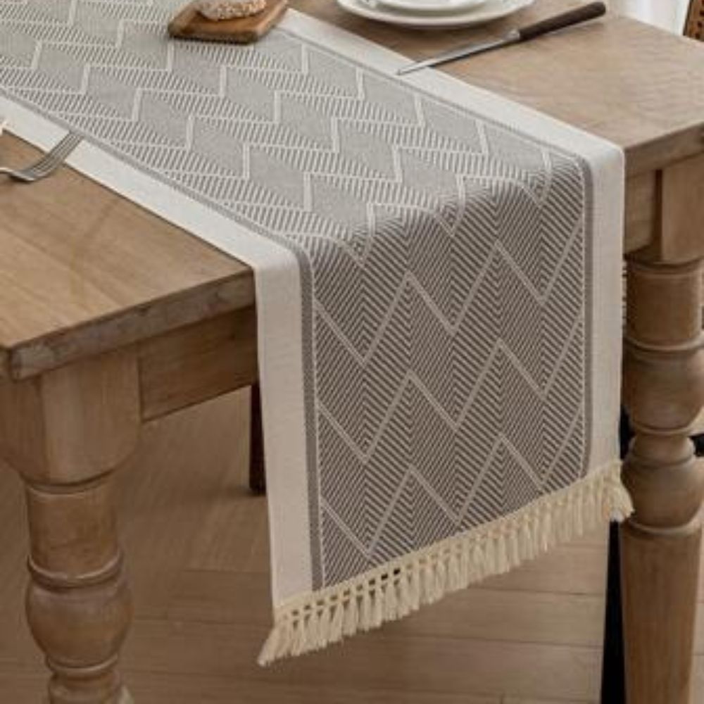 Elegant Table Runner with Geometric Design