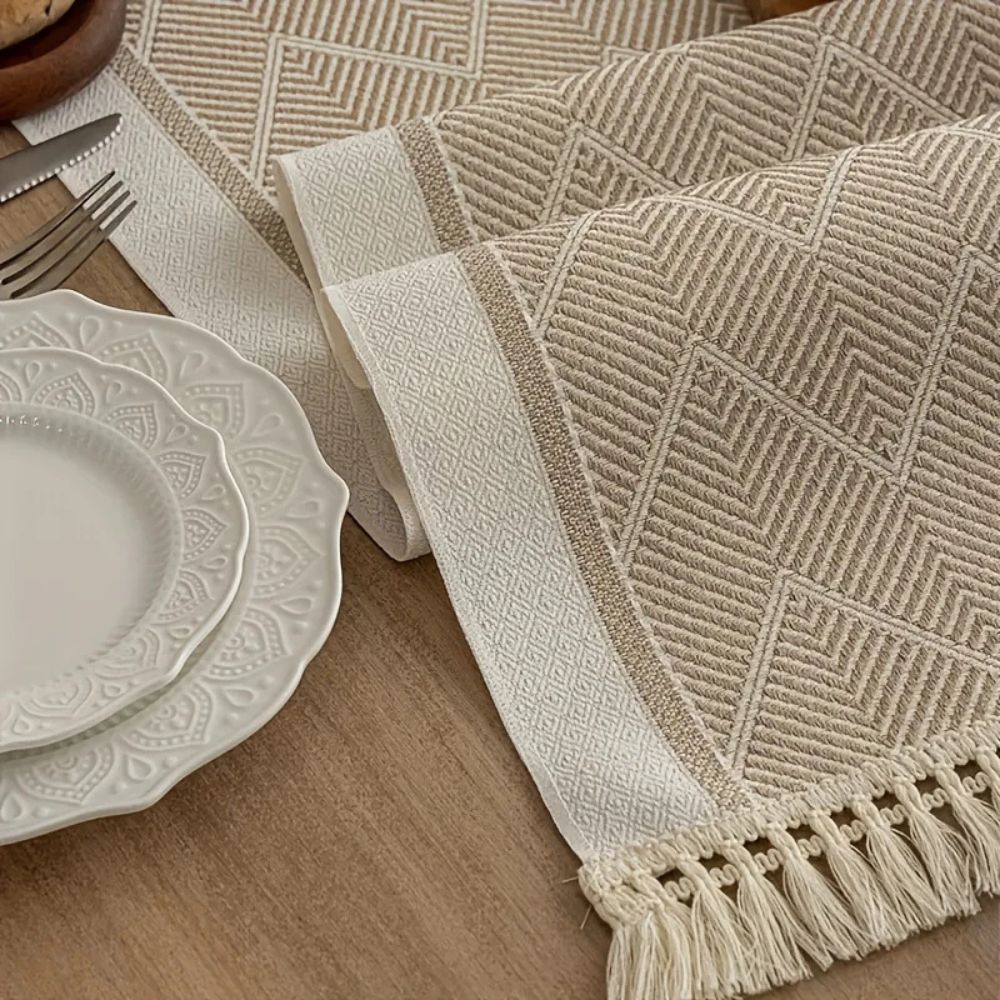 Elegant Table Runner with Geometric Design