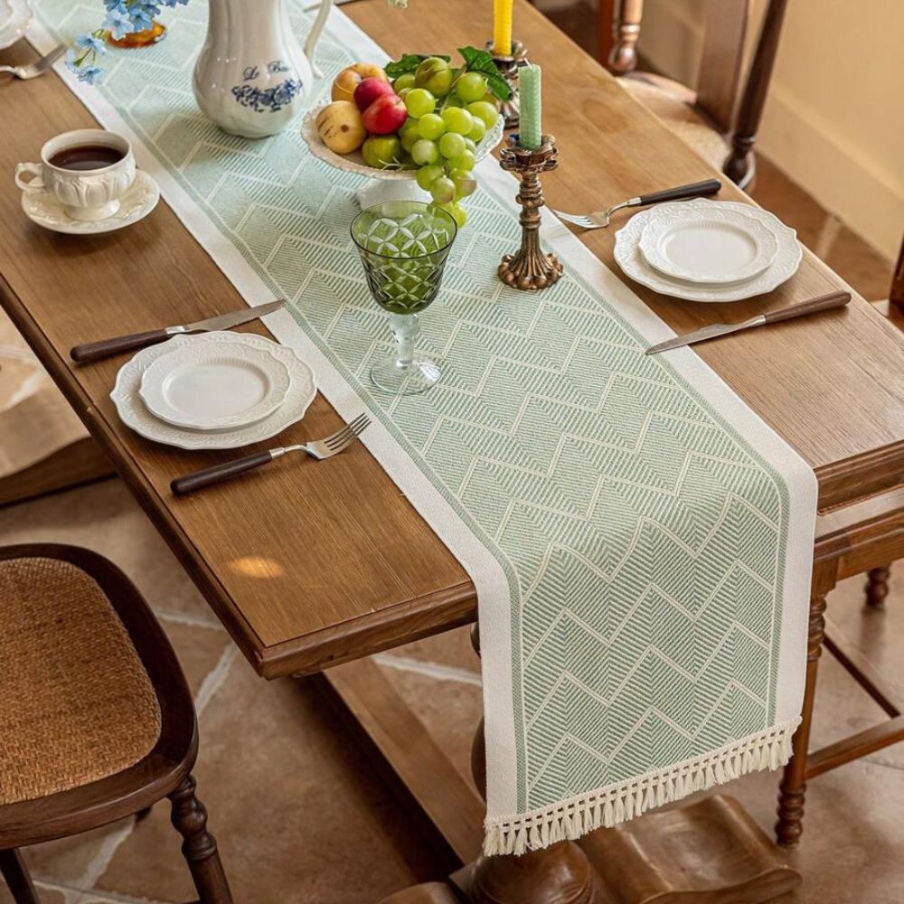 Elegant Table Runner with Geometric Design