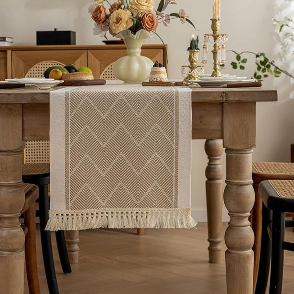 Elegant Table Runner with Geometric Design