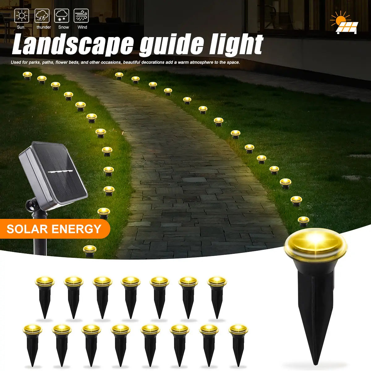 Solar-powered LED Garden Lighting with 15/30 Lights | 8 Lighting Modes | IP65 Weatherproof
