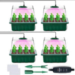 Pflanzschalen Set mit LED Lampe und Feuchtigkeitsdome – 4er Set