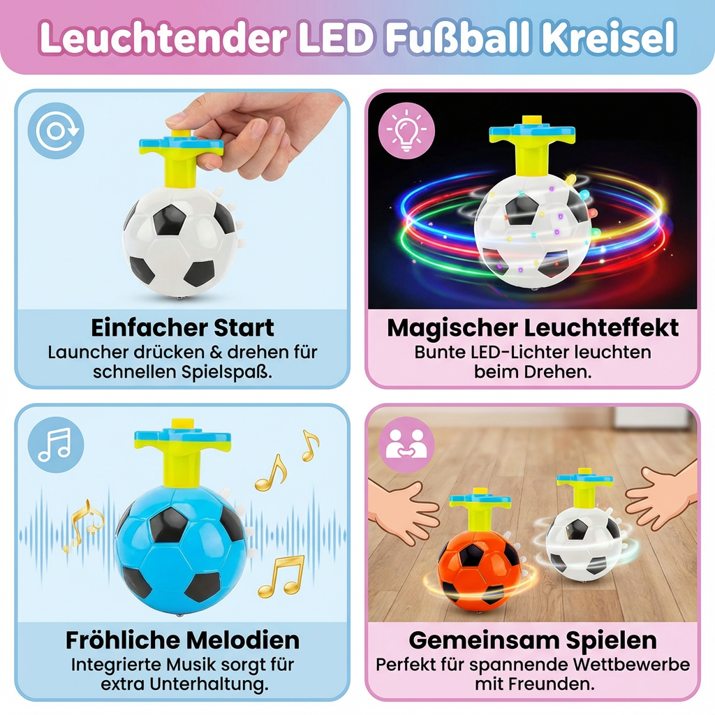 LED Football Spinning Top with Light Effect