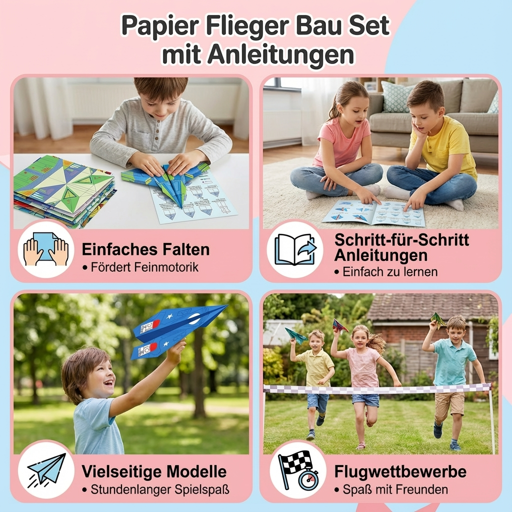 Paper airplane kit including instructions