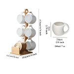 Ceramic Coffee Cup Set with Saucer and Stand – Decorative for Home and Cafe