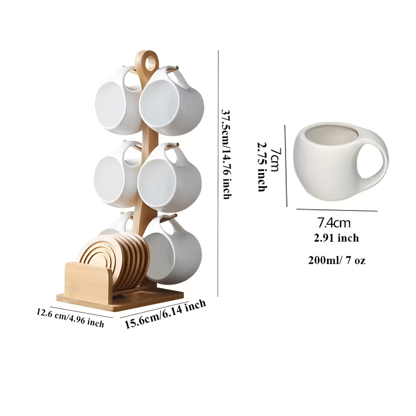 Ceramic Coffee Cup Set with Saucer and Stand – Decorative for Home and Cafe