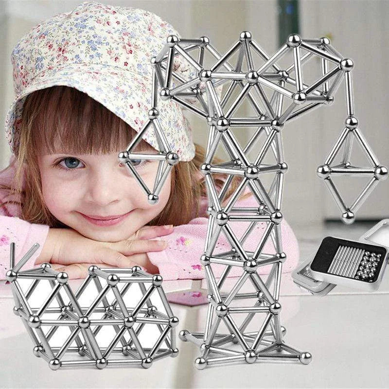 Magnetische Bau-Spielzeugset mit Stäben und Kugeln