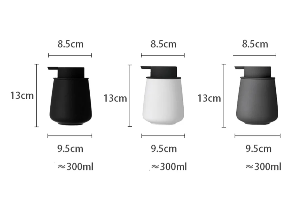 Elegant 300 ml ceramic soap dispenser – for liquid soaps and lotions