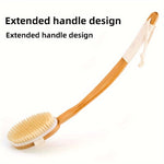 Elysian | Long Wooden Handle Shower Brush with Natural Bristles - Gentle Back Cleaning